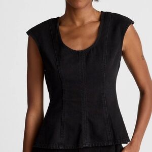 Madewell Airy Denim Scoopneck Top Size 0 Hanne Wash Black L Dark Academia